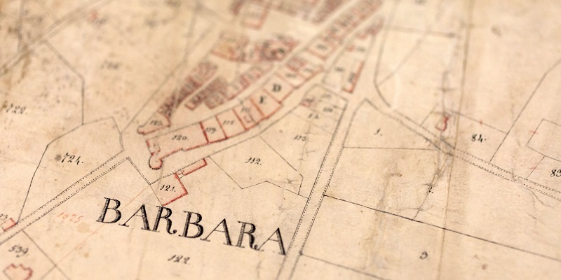 Una vecchia cartografia della cittadina dove sorge cantina santa barbara